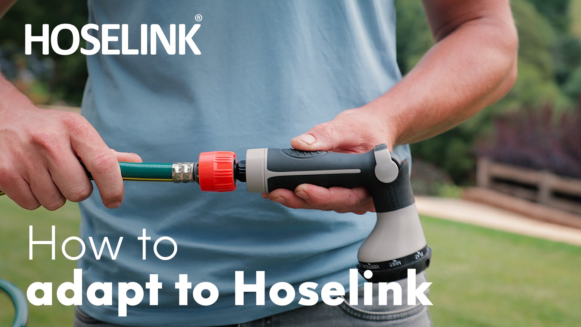 Load video: Explains how to adapt watering accessories from other brands to Hoselink connectors.