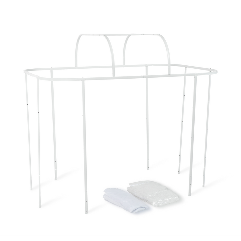 Year-round Greenhouse System for 6 in 1 Garden Bed frame with fodled covers on a white background