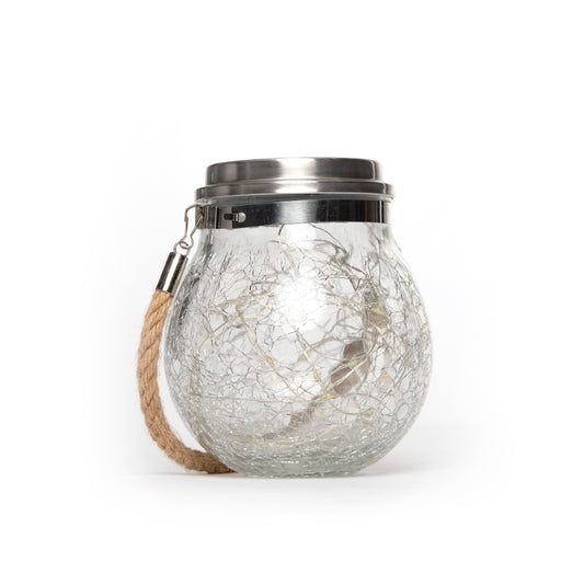 Solar Jar Light | Crackle Glass Lantern | 40LED | SPARKLE