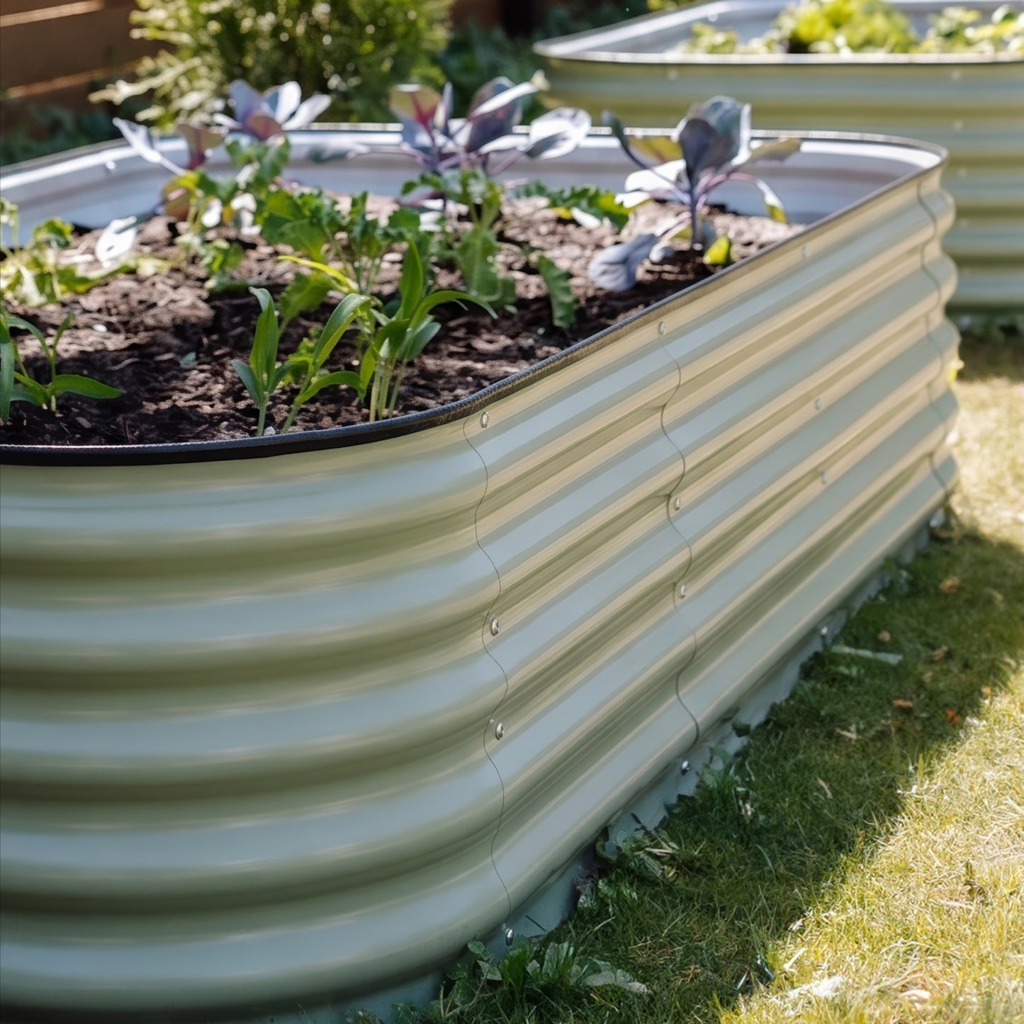 6 in 1 Metal Raised Garden Bed | 43cm Tall | Sage