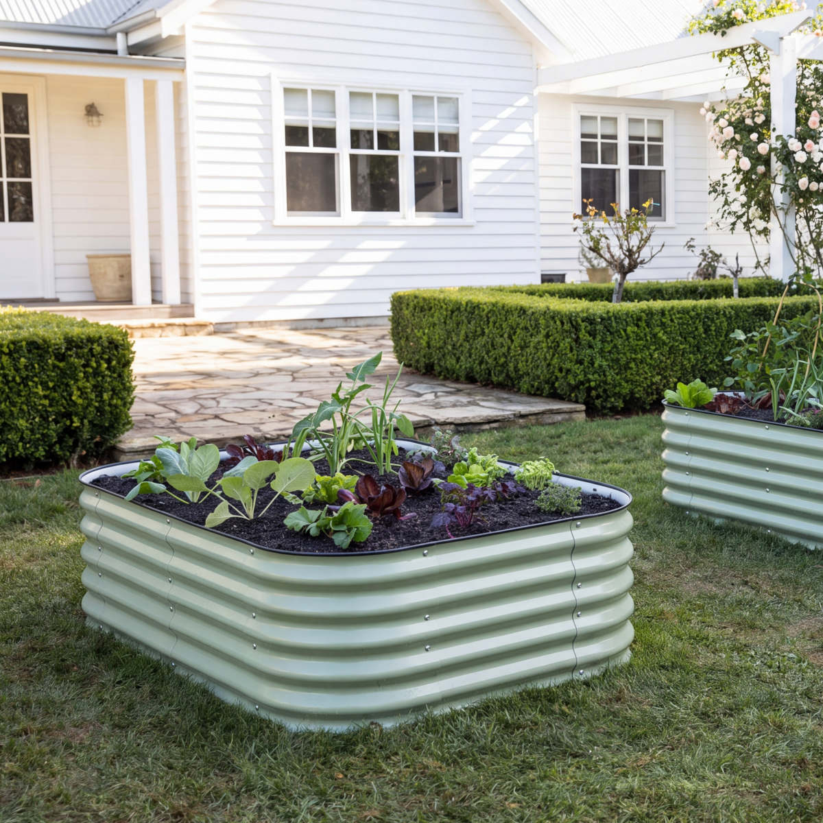 9 in 1 Metal Raised Garden Bed | 43cm Tall | Sage