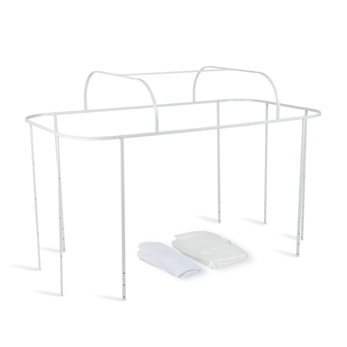 Year-round Greenhouse System for 9 in 1 Garden Bed frame with fodled covers on a white background
