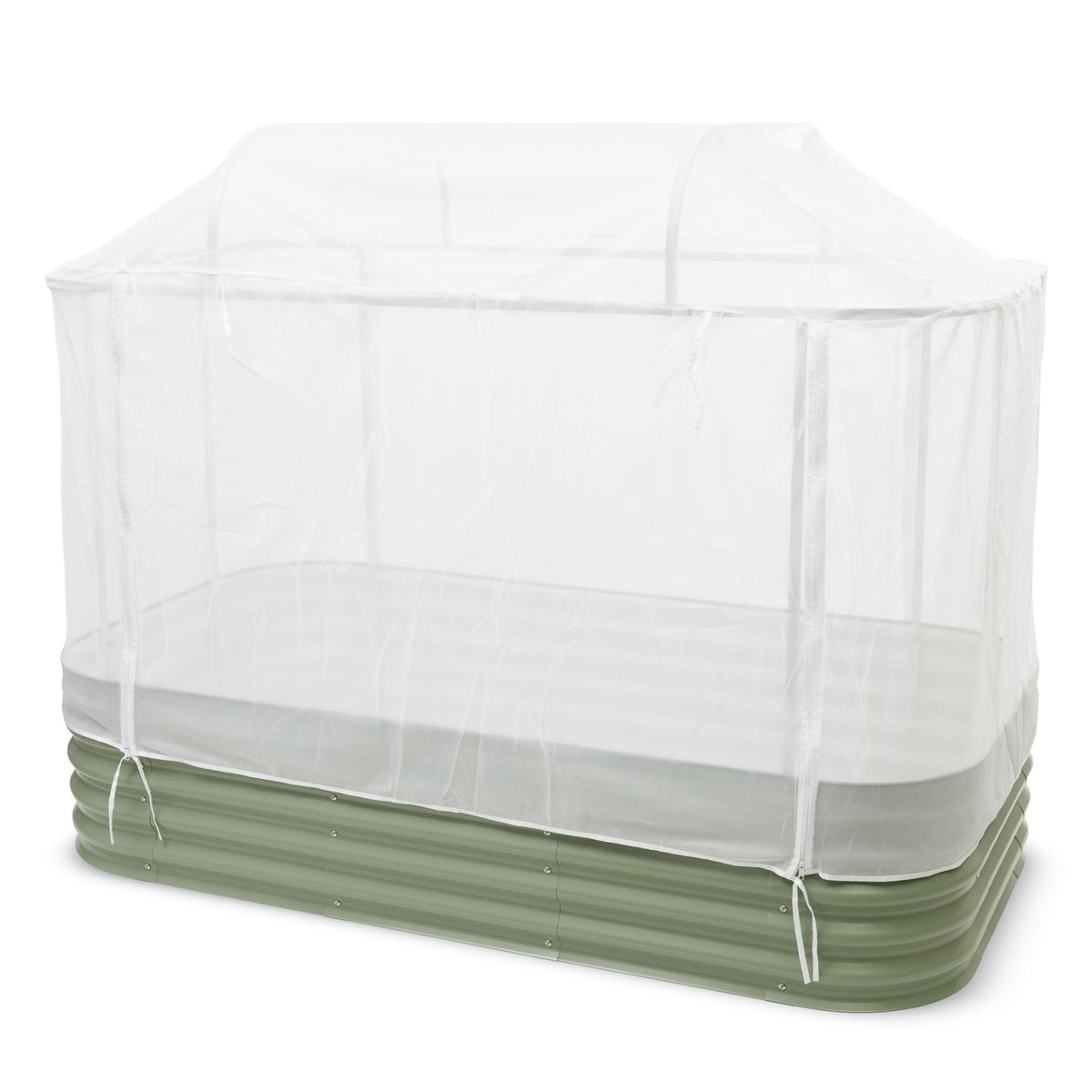 Studio image of the Year-round Greenhouse System with mesh cover on a white background