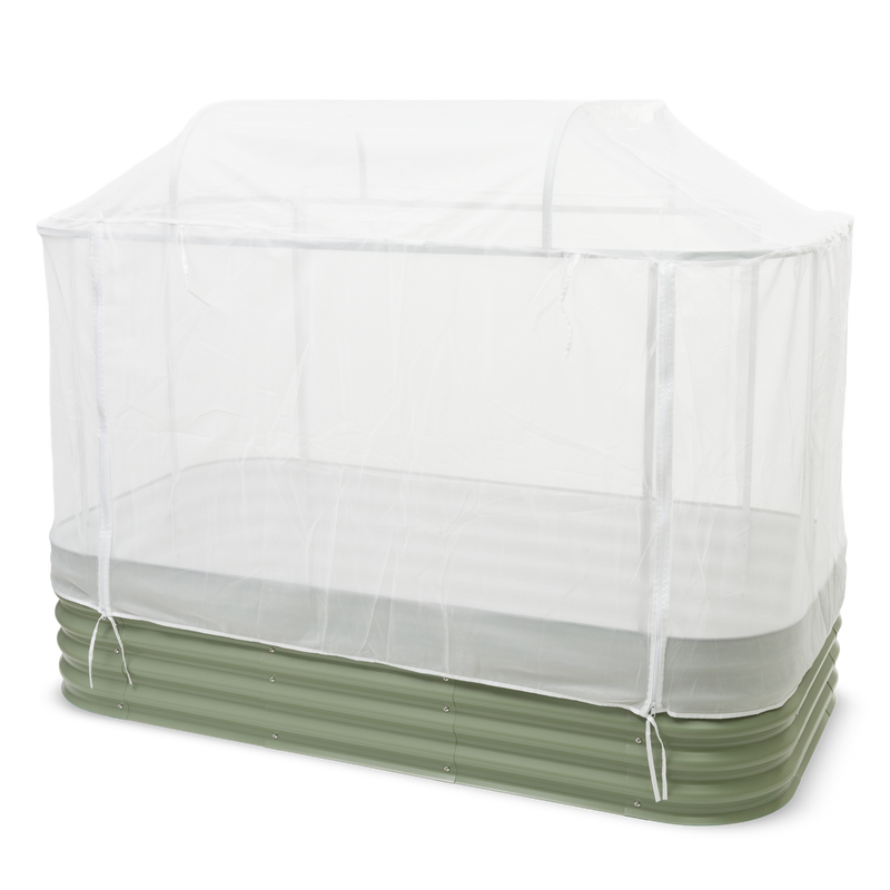 Studio image of the Year-round Greenhouse System with mesh cover on a white background