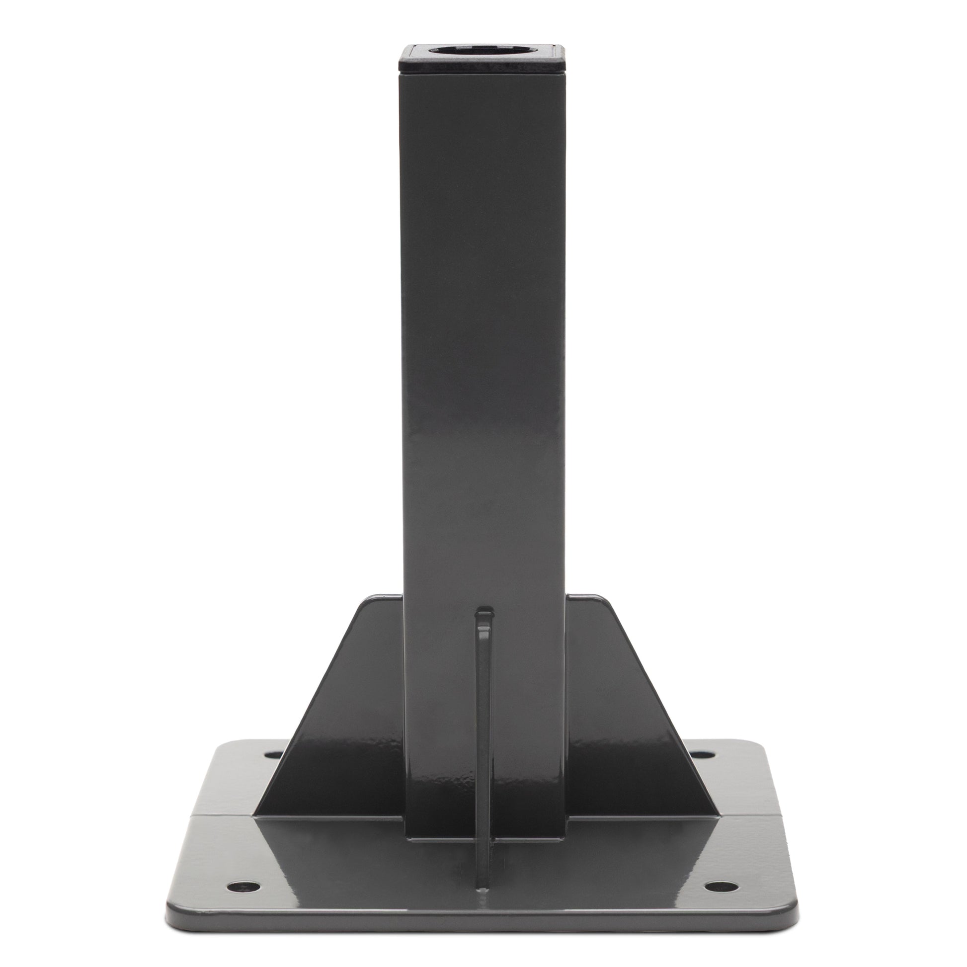 Charcoal coloured ground mount for Hoselink Classic Series Hose Reel on a white background