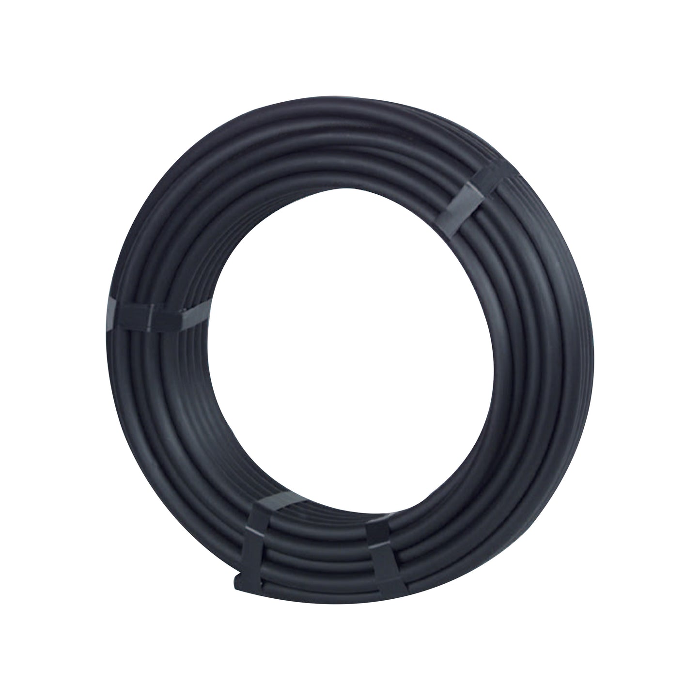coiled 13mm poly pipe for irrigation on a white background