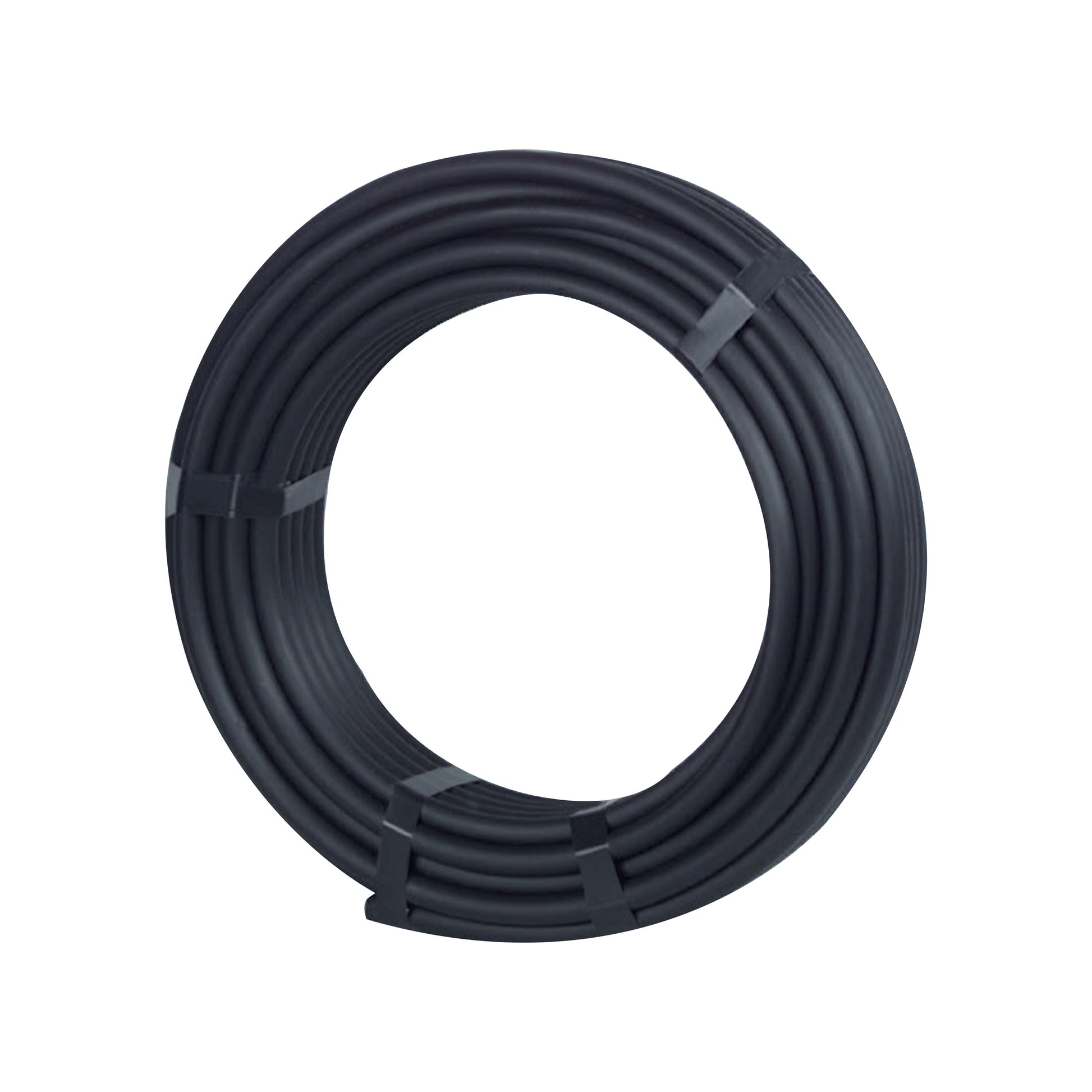 coiled 13mm poly pipe for irrigation on a white background