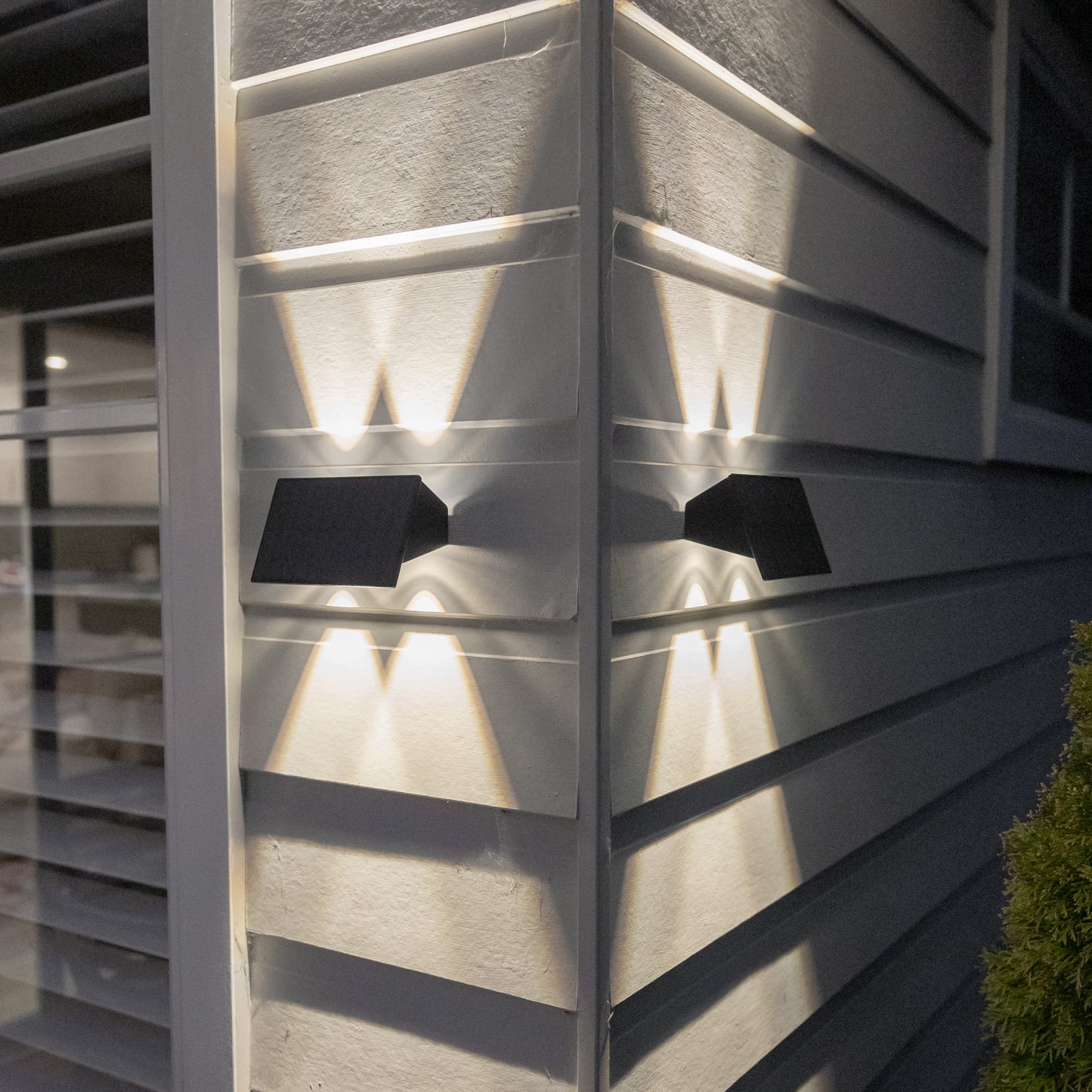 Solar Up & Down Wall Light | 4 LED | 2 Pack | Warm White | GALLERY