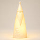 Tall Solar Santa light on a white background, illuminated warm white in colour.