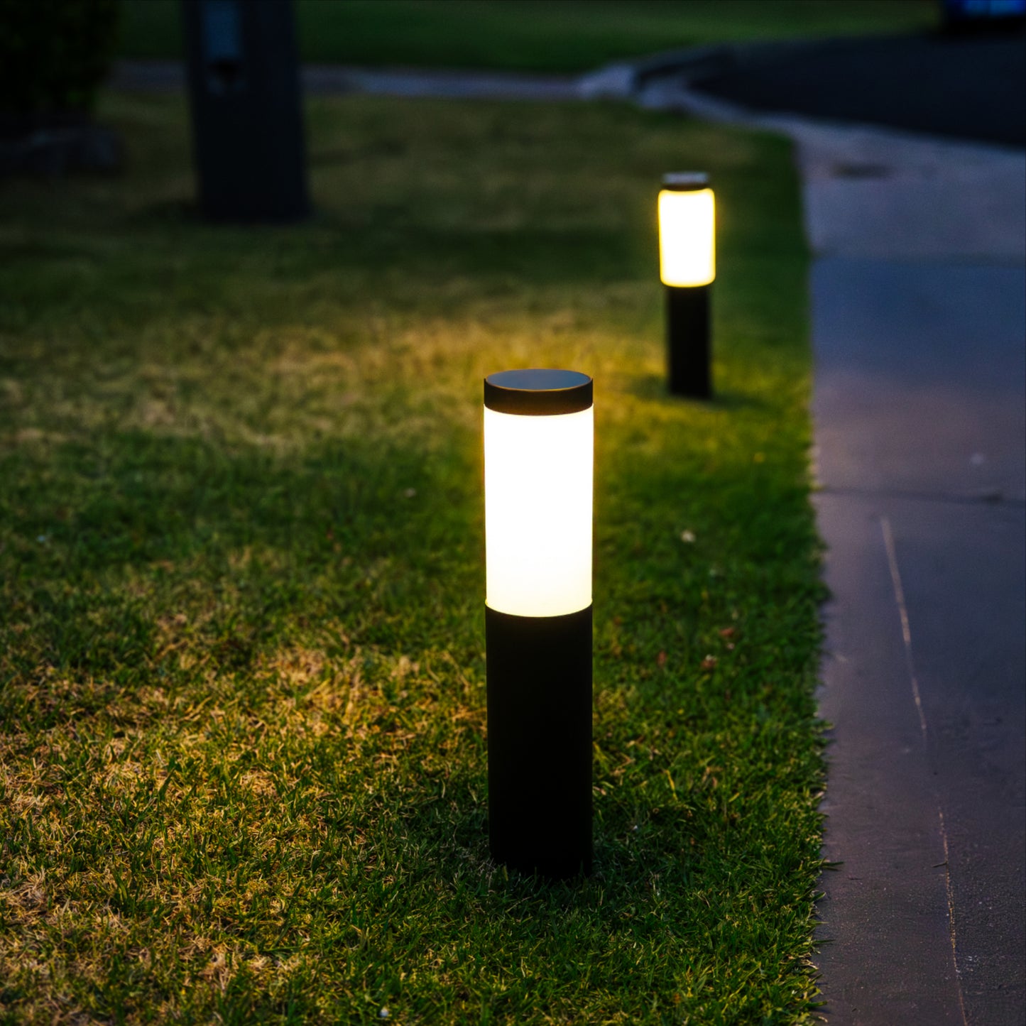 Modern Metal Solar Bollard | Warm White | 2 Pack | PILLAR