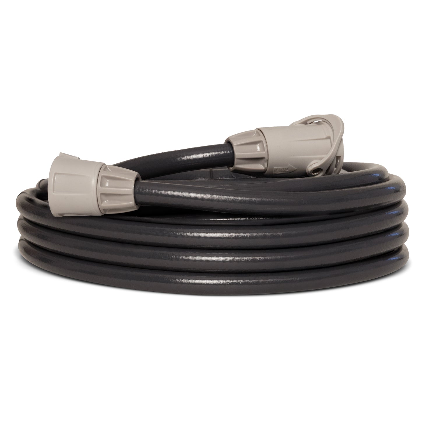 10m charcoal coloured  UltraFlex igh Perfomrant Garden Hose on a white background