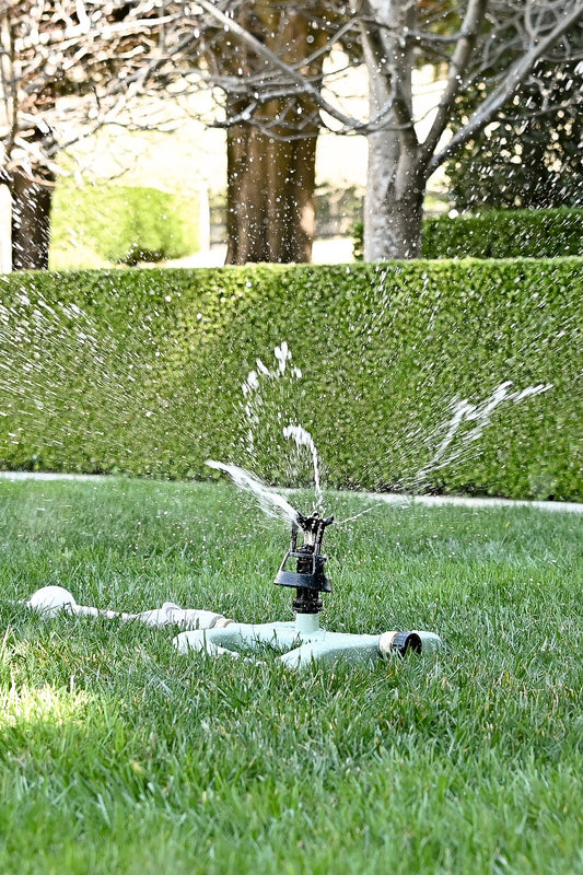 Wobble Sprinkler turned on watering large lawn