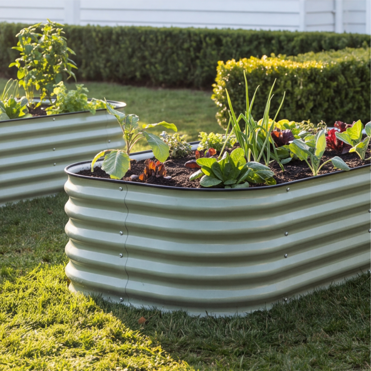 9 in 1 Metal Raised Garden Bed | 43cm Tall | Sage