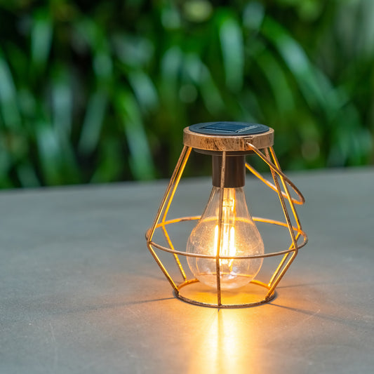 Industrial Style Solar Lantern | 2LED | Filament Globe | RUSTICA