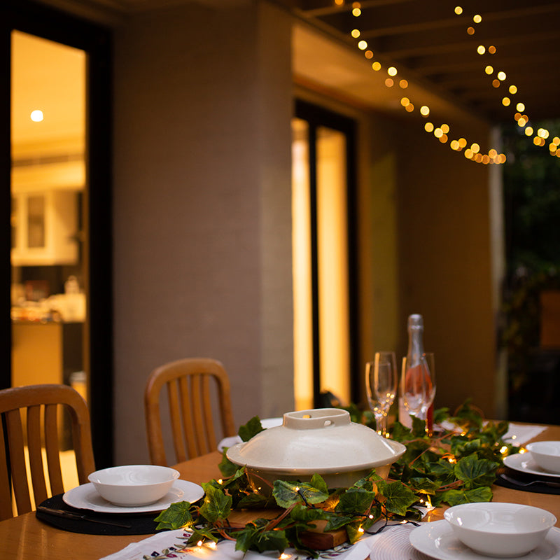 Long outdoor store fairy lights
