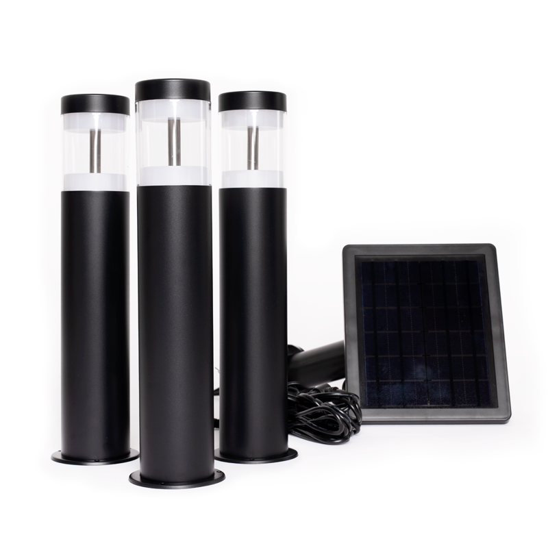 Solar Garden Path Lights | Cool White | 3 Bollards | SILHOUETTE