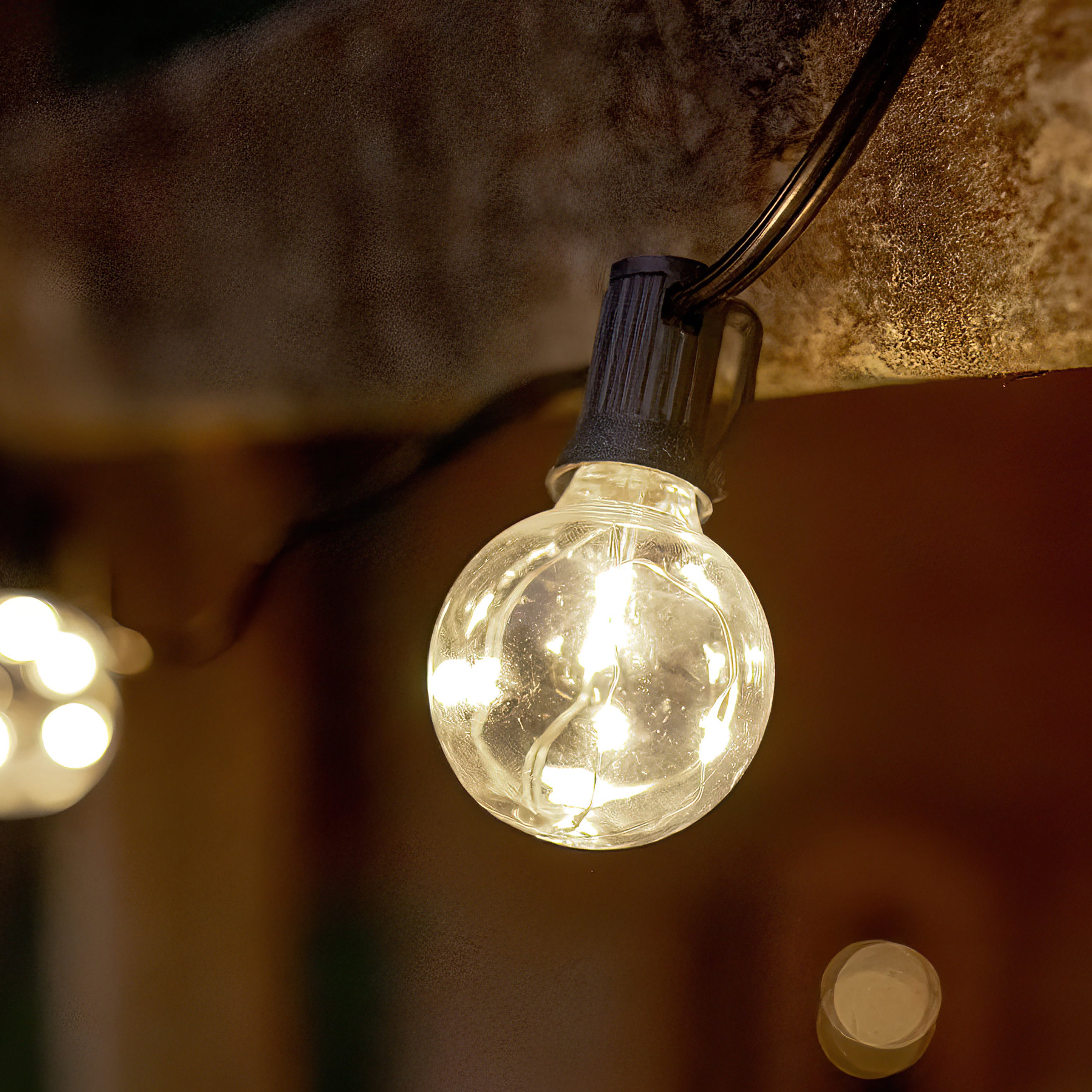 Crackle Ball Solar Festoon Lights Warm White 25 Bulbs Hoselink