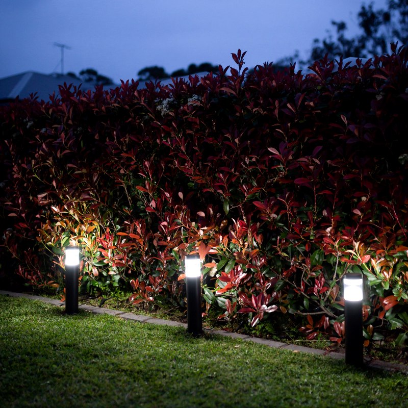 Solar Garden Path Lights | Cool White | 3 Bollards | SILHOUETTE
